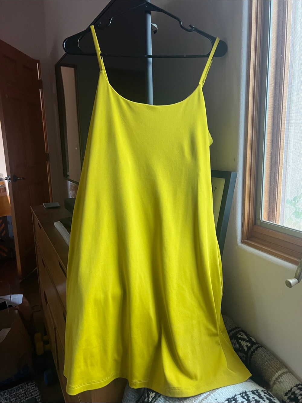 girlfriend collective Neon Yellow Slip Dress